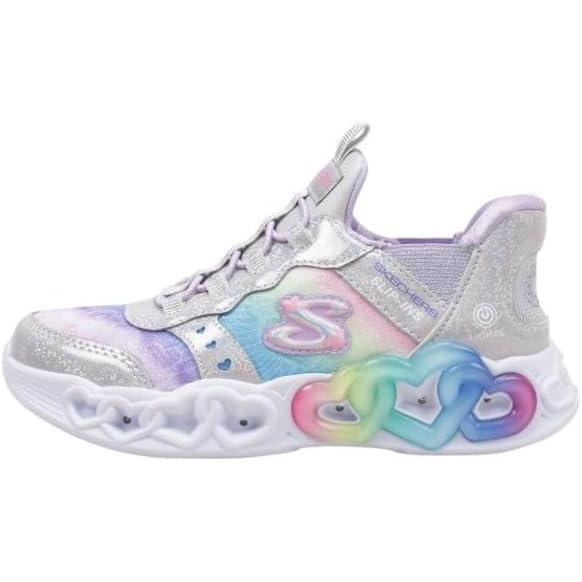 imageSkechers Girls Infinite Heart LightsEternal ShimmerSilverMulti